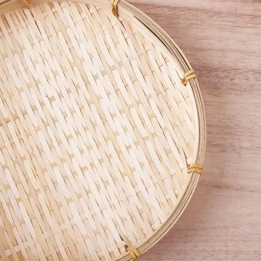 Handmade Woven Bamboo Tray Basket Bread Storage 9