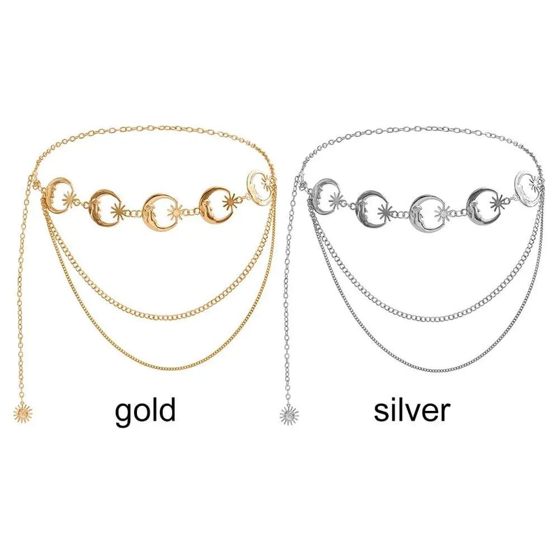 Vintage Moon Layered Waist Chain Belt For Women 5
