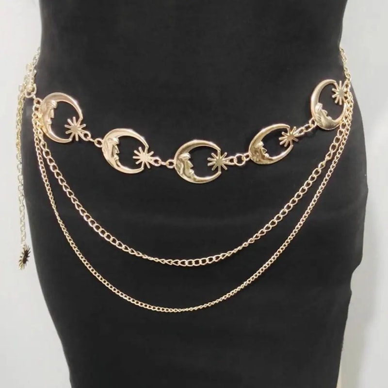 Vintage Moon Layered Waist Chain Belt For Women 6