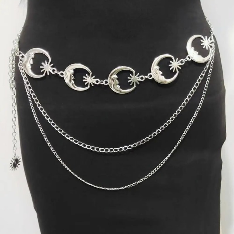 Vintage Moon Layered Waist Chain Belt For Women 7