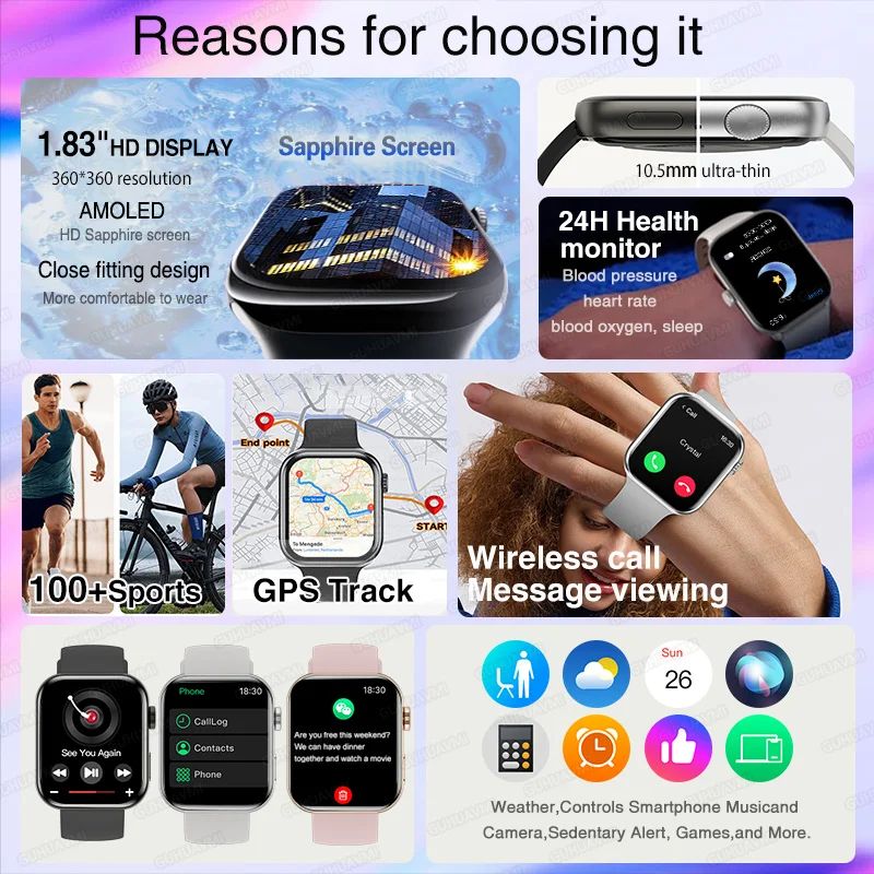 S11 Smartwatch HD AMOLED Display GPS Call Waterproof Watch 4