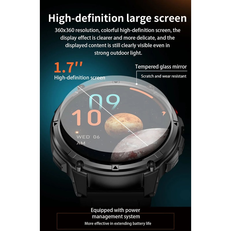 T Rex3 Pro Military Smartwatch GPS Compass 1100mAh Battery 6