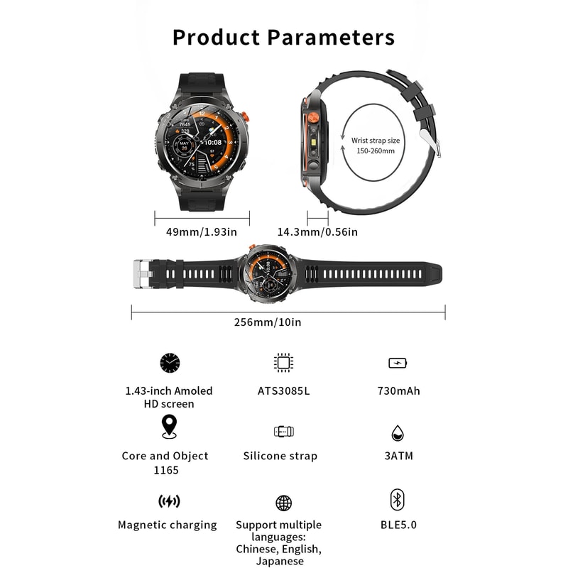 Stratos 4 GPS Smartwatch AMOLED HD Compass Altimeter Call 8