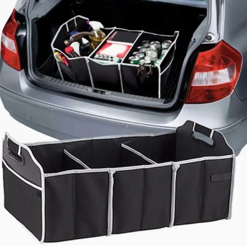 Foldable Car Trunk Organizer Waterproof Storage Bag 3 Compartments 0
