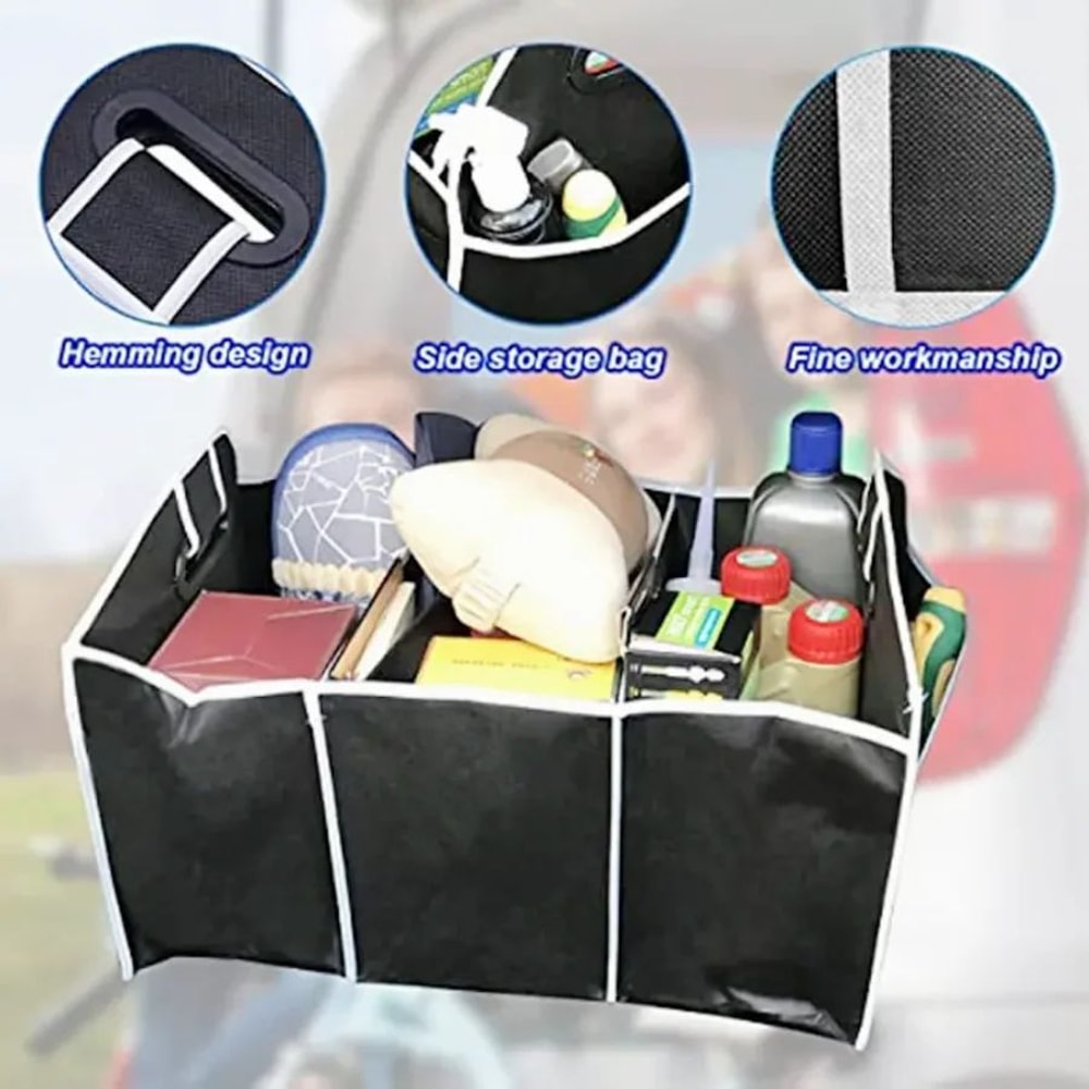 Foldable Car Trunk Organizer Waterproof Storage Bag 3 Compartments 2