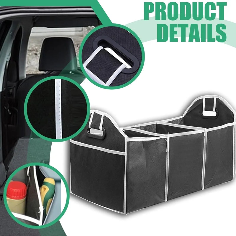Foldable Car Trunk Organizer Waterproof Storage Bag 3 Compartments 5