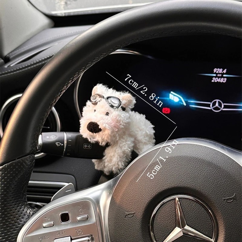 Cute Plush Puppy Car Steering Lever Decoration Bow Dog 2