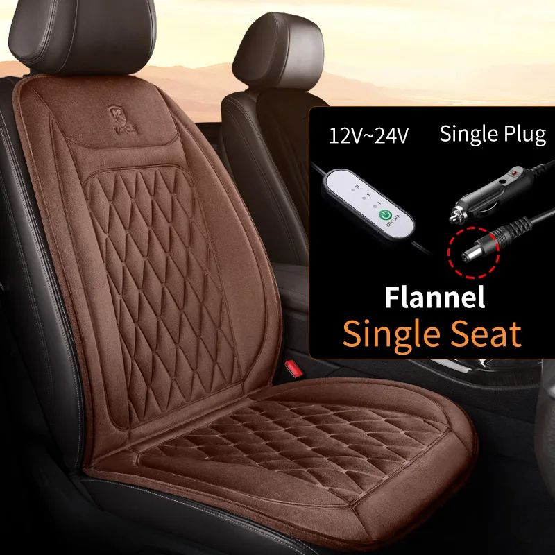 Heated Car Seat Cover 12V 24V Fast Warm Flannel Cushion 7
