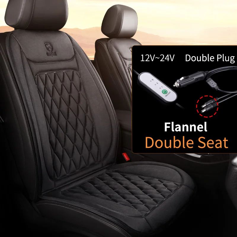 Heated Car Seat Cover 12V 24V Fast Warm Flannel Cushion 15