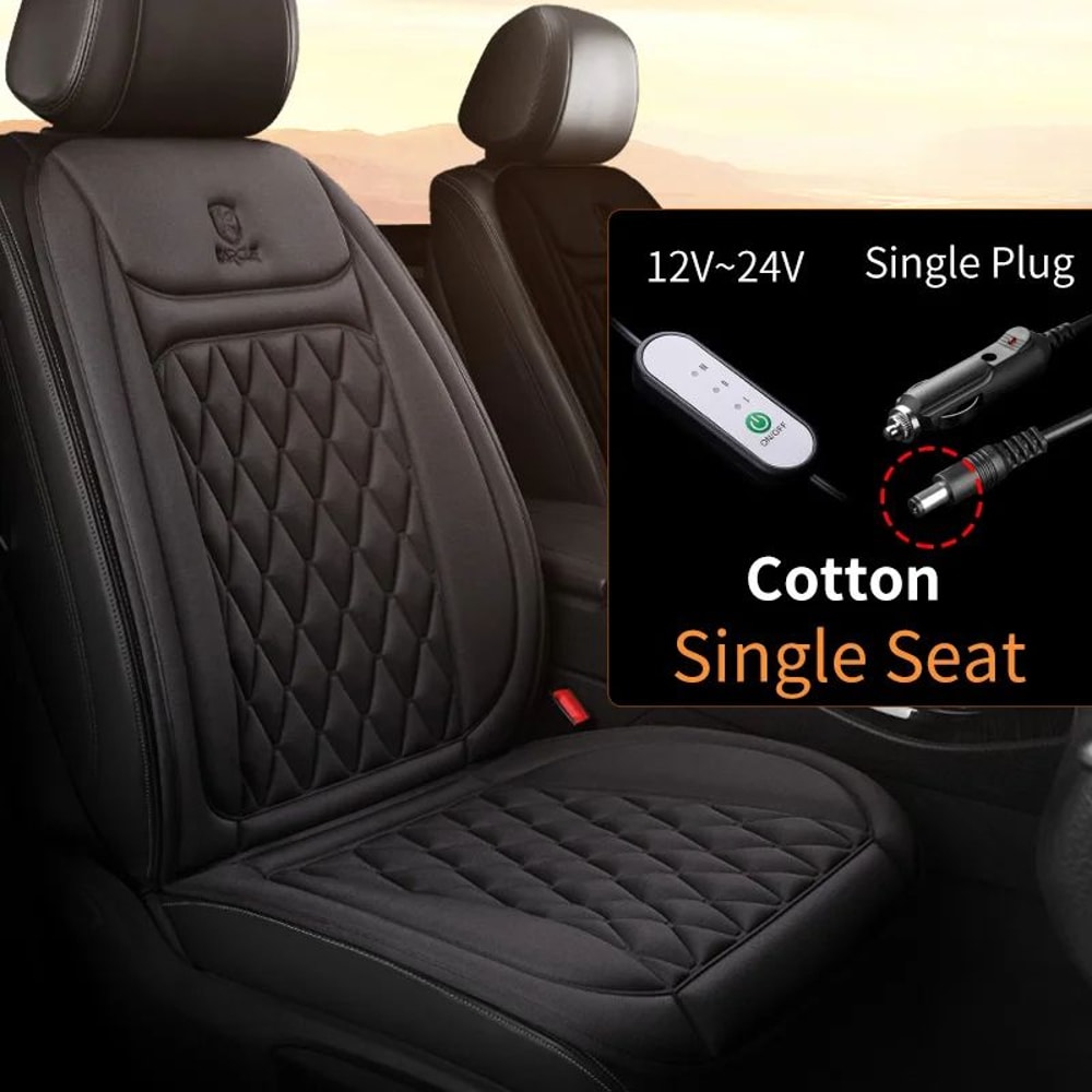 Heated Car Seat Cover 12V 24V Fast Warm Flannel Cushion 12