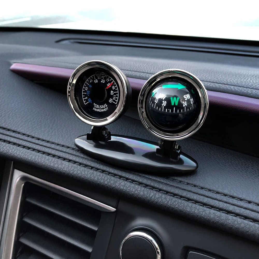 Car Dashboard Compass Thermometer Decor 2