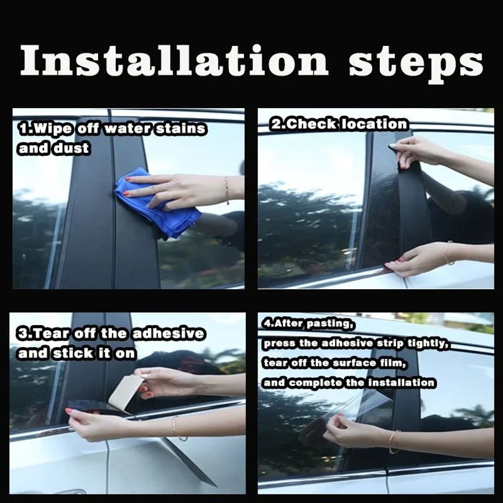 Glossy Pillar Post Trim Stickers For Peugeot And Citroen 9