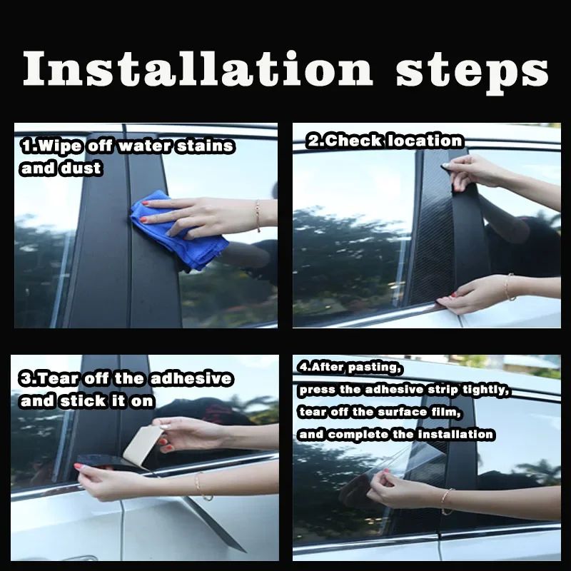Glossy Pillar Post Trim Stickers For Peugeot And Citroen 9