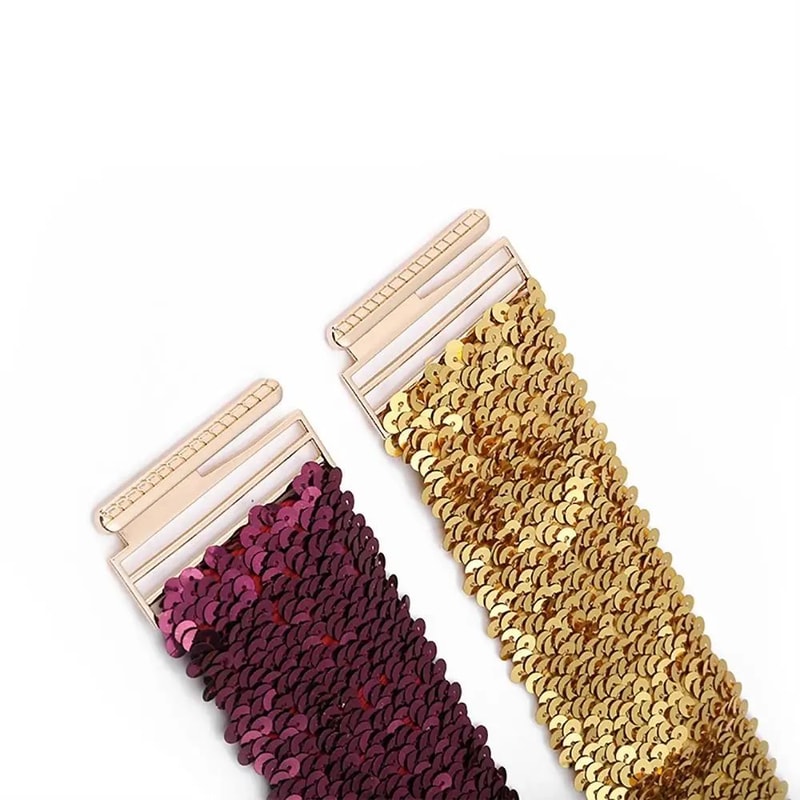 Women Wide Sequin Elastic Waist Belt 9
