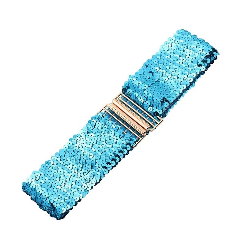 Women Wide Sequin Elastic Waist Belt 11