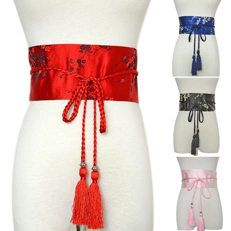 Women Vintage Floral Kimono Obi Belt 2