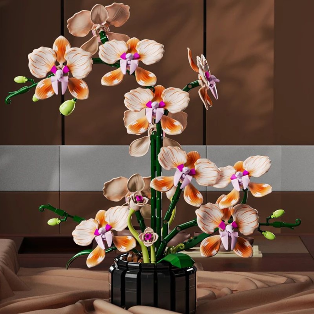 Orchid Flower Bouquet Building Block Set 0