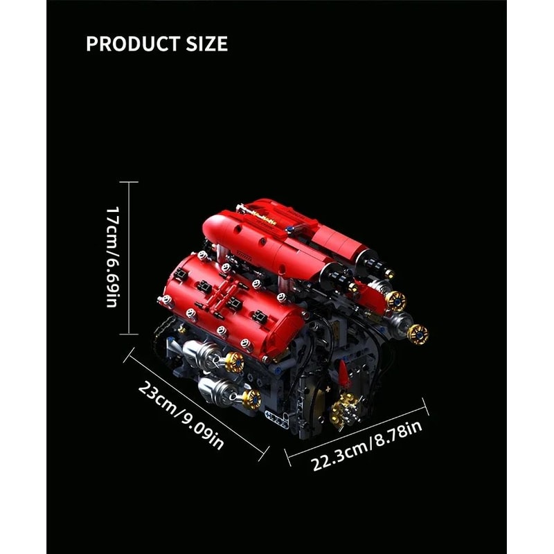 Motorized V8 Engine Building Block Set 8