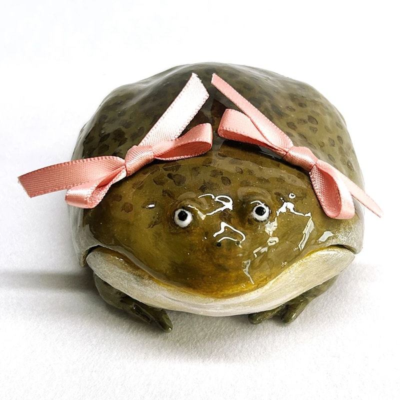 Cute Ugly Frog AirPods Case With Bow 4