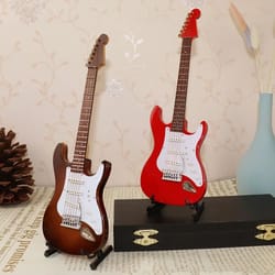 mini wooden electric guitar decor