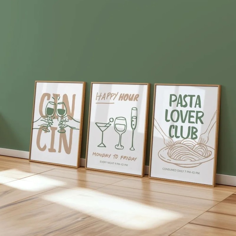 Retro Cocktail And Pasta Wall Art Set 0