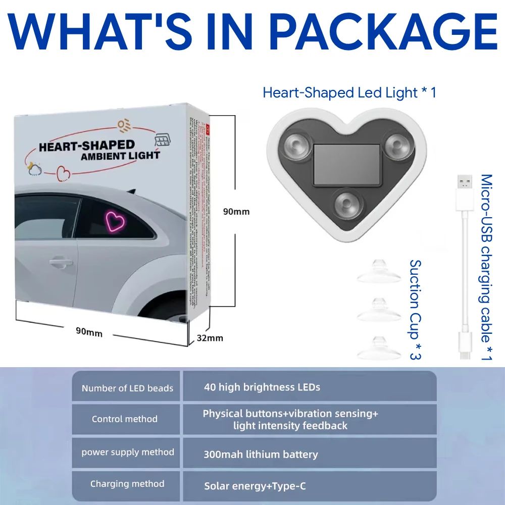 Heart Shape LED Car Ambient Light 8