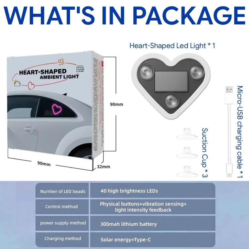 Heart Shape LED Car Ambient Light 8