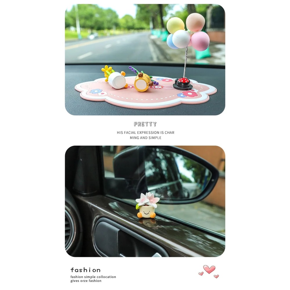 Cute Flower Pot Elf Car Dashboard Decor 8