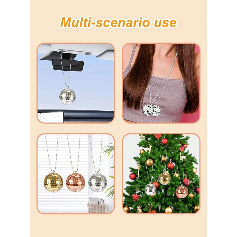 Sparkling Disco Ball Car Mirror Ornament 4pcs 6