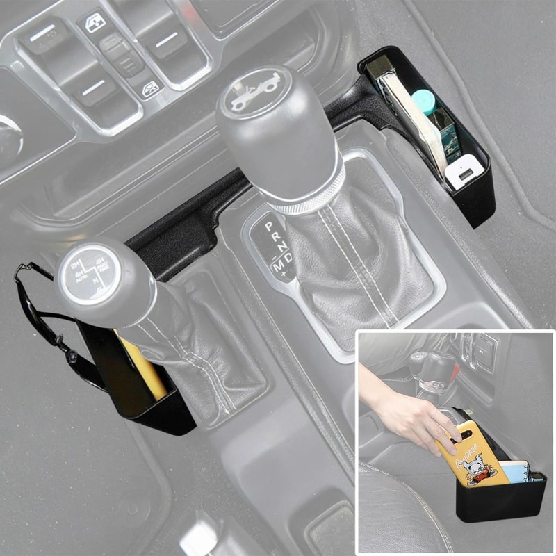 Car Gear Shift Organizer Tray With Phone Holder For Jeep Wrangler 4