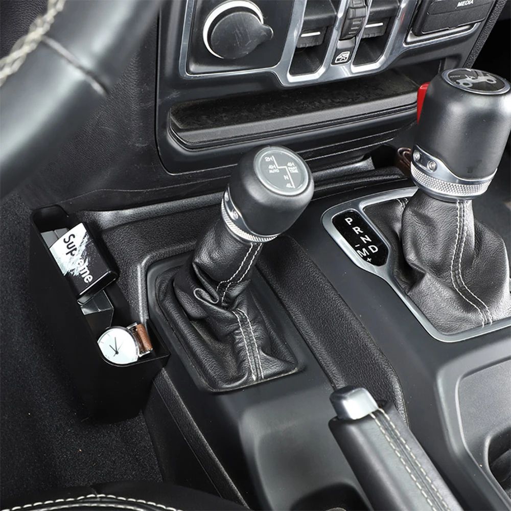 Car Gear Shift Organizer Tray With Phone Holder For Jeep Wrangler 8
