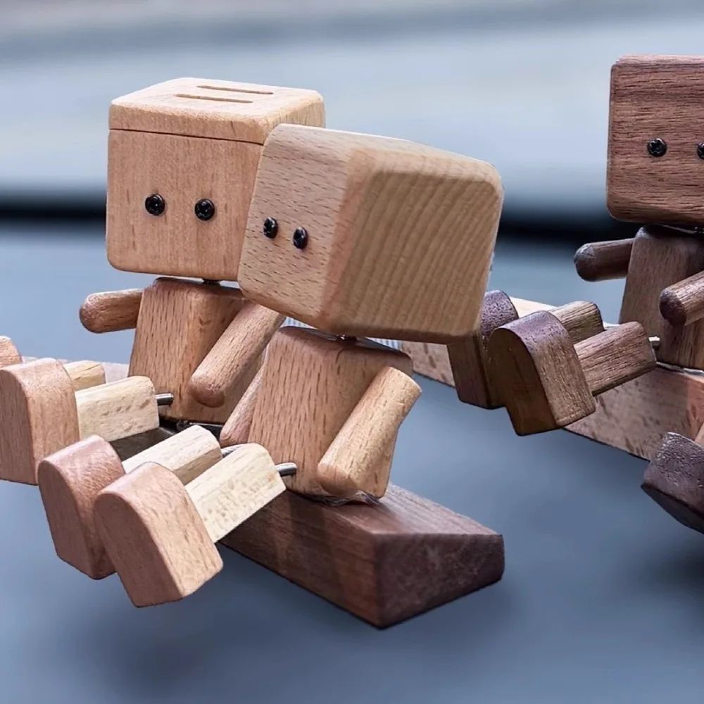 Mini Shaking Wooden Man Magnetic Car Air Freshener Holder 1