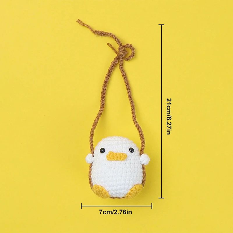 Cute Crochet Animal Car Pendant Duckling And Frog Decor 5