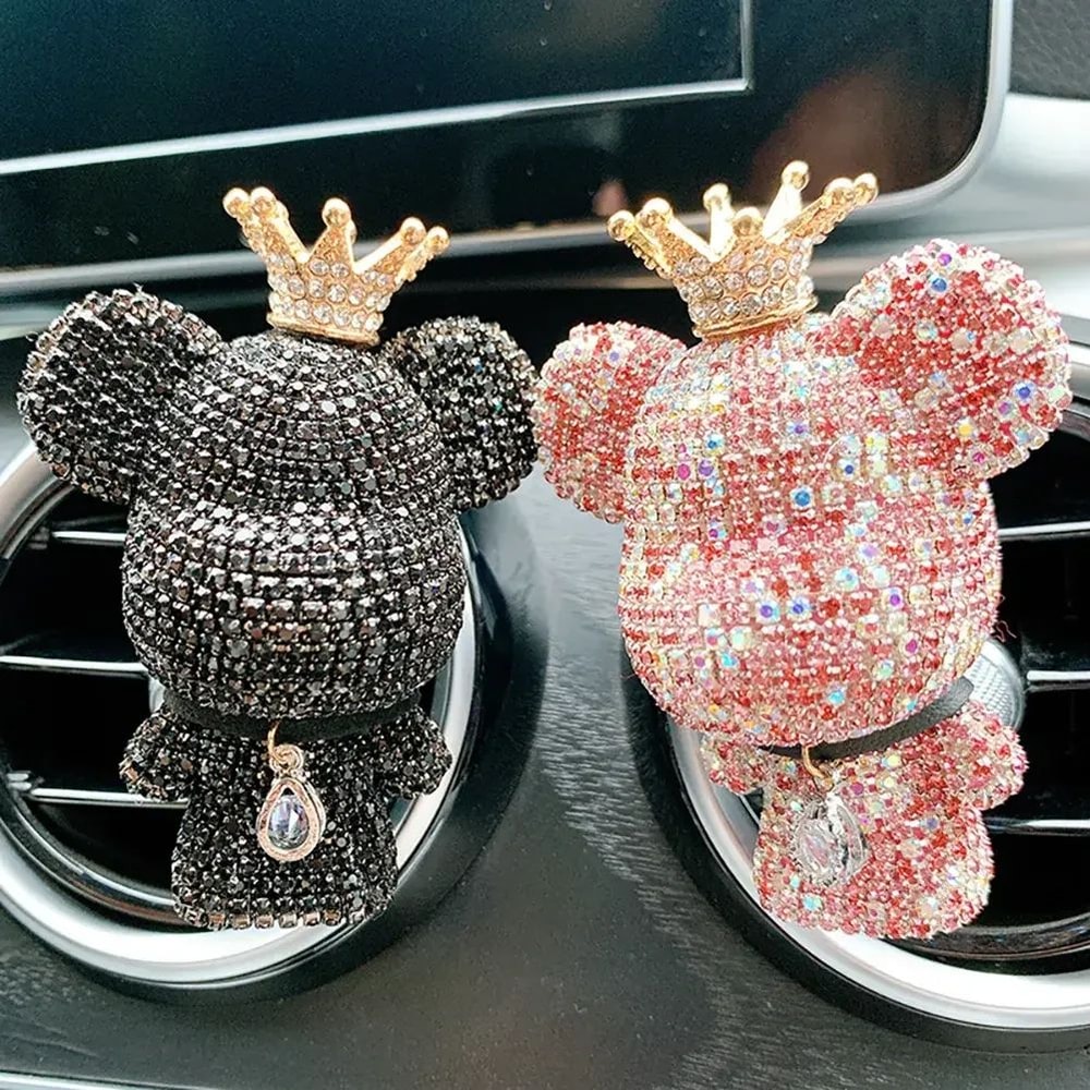 Cute Crown Diamond Bear Car Air Freshener Vent Clip 1