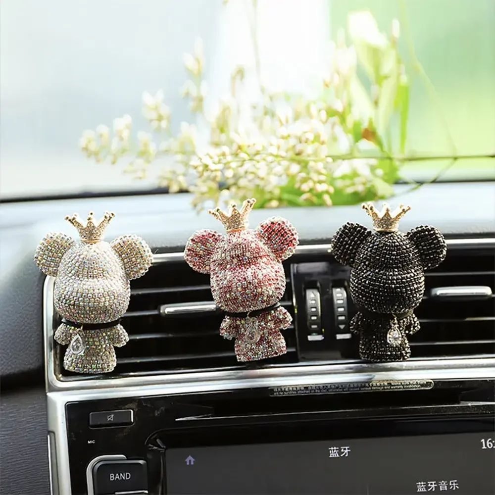 Cute Crown Diamond Bear Car Air Freshener Vent Clip 2