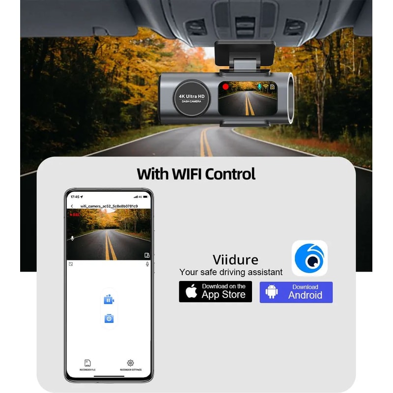 4K UHD Dash Cam With WiFi GPS And Night Vision 4