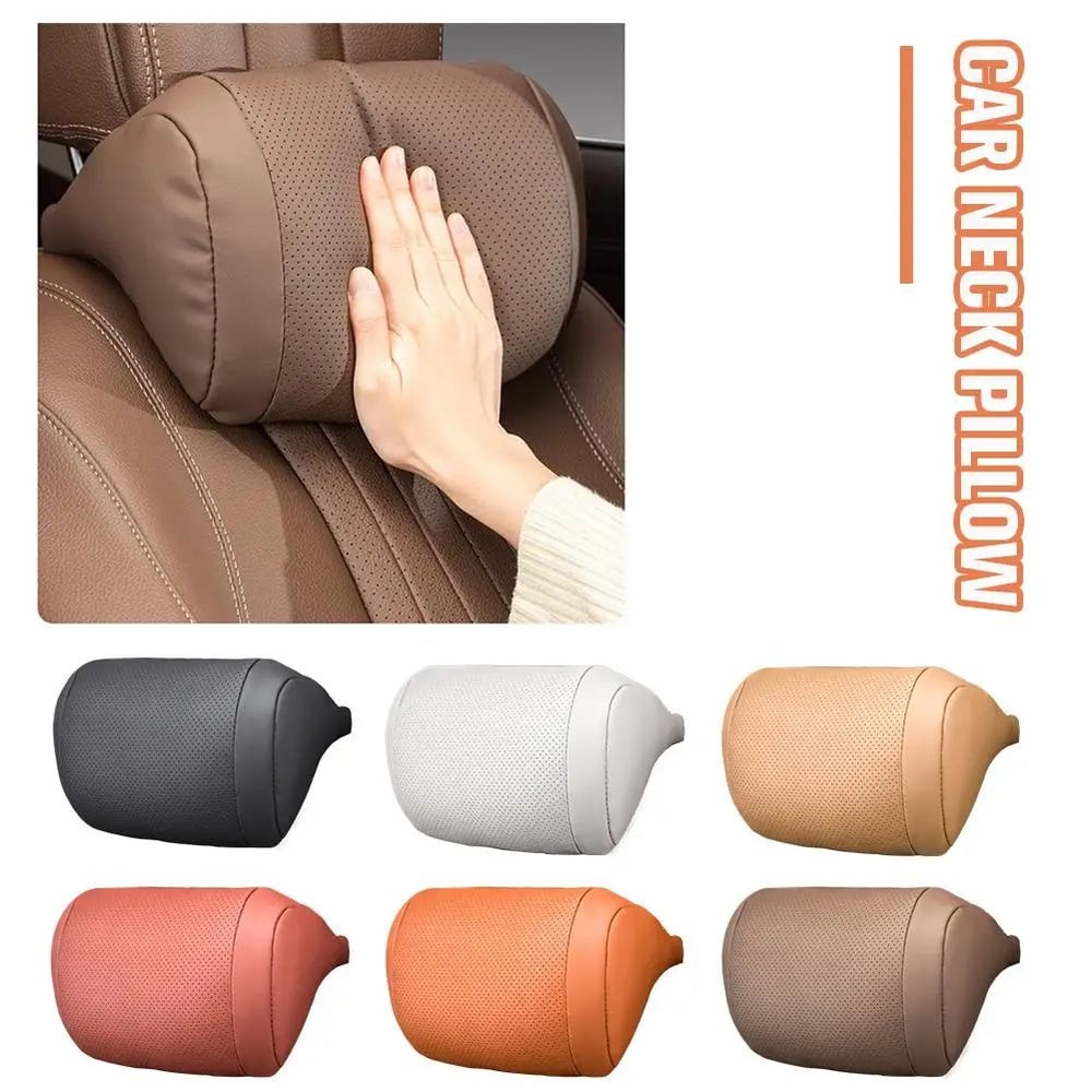 Luxury Nappa Leather Car Seat Headrest Neck Pillow 2