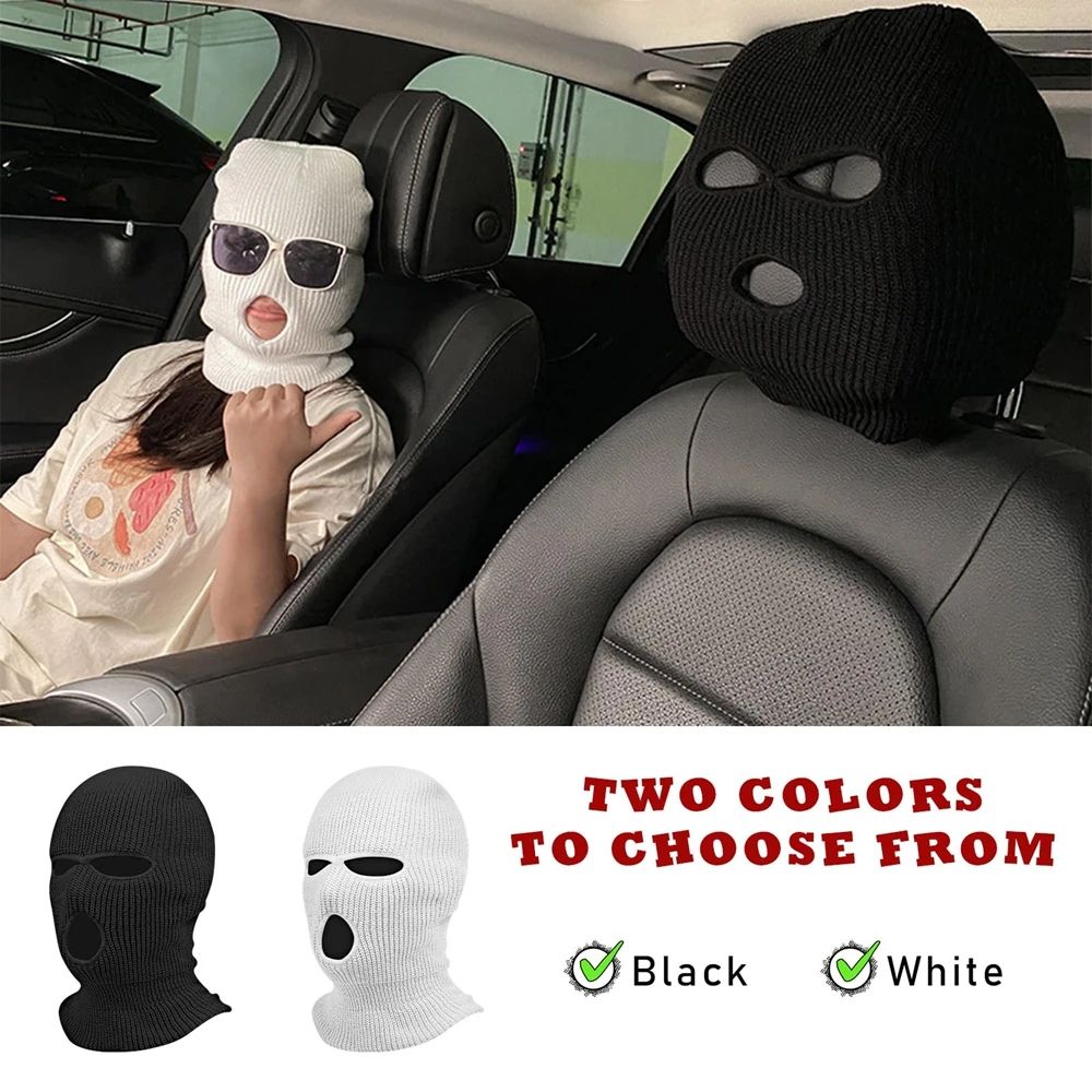 Funny Ski Mask Car Headrest Cover Protector 2