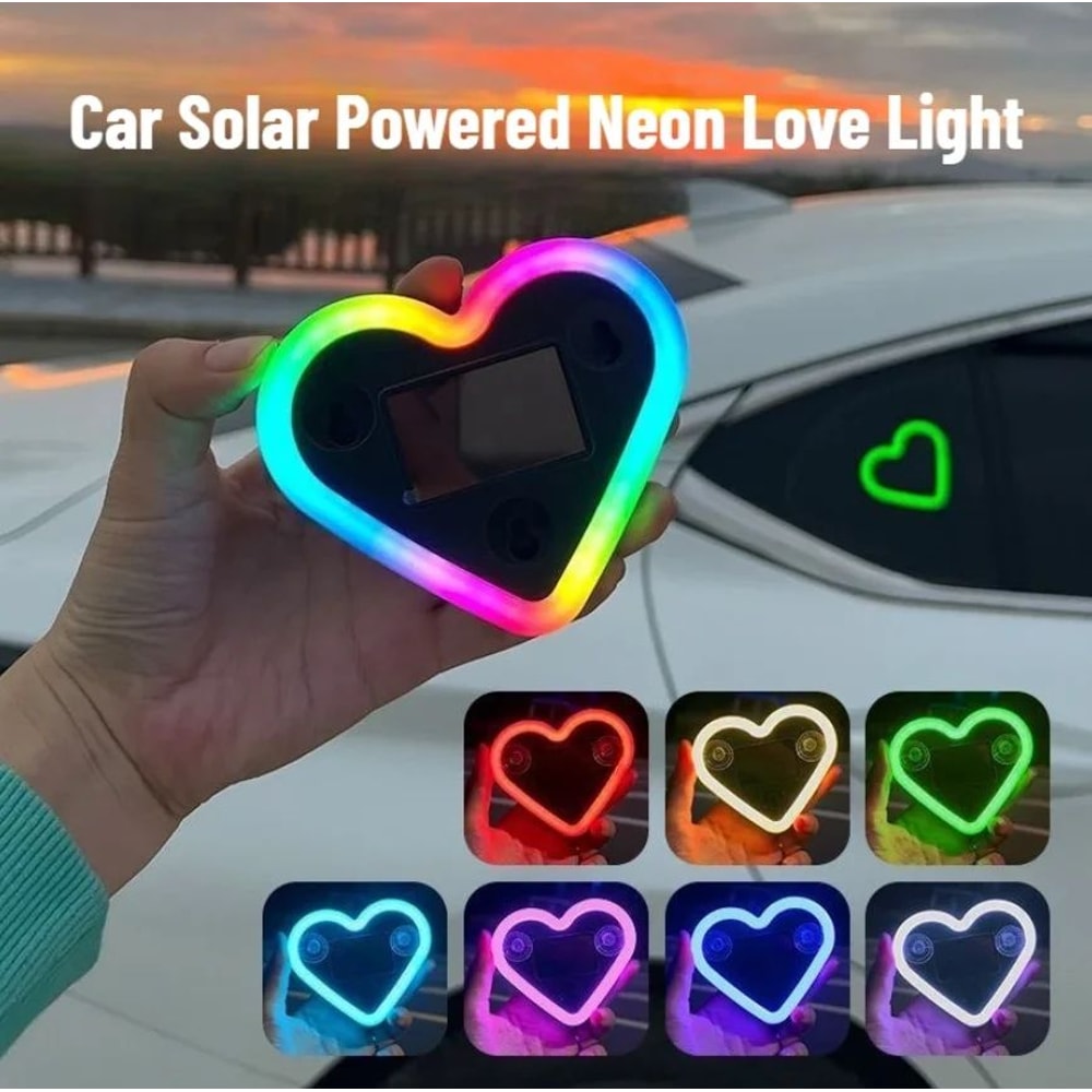 Solar LED Heart Neon Car Window Light 11