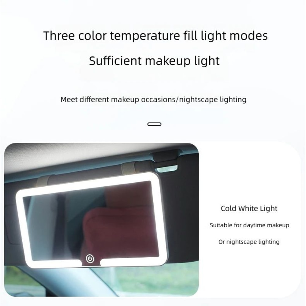 LED Rechargeable Car Sun Visor Makeup Mirror 7