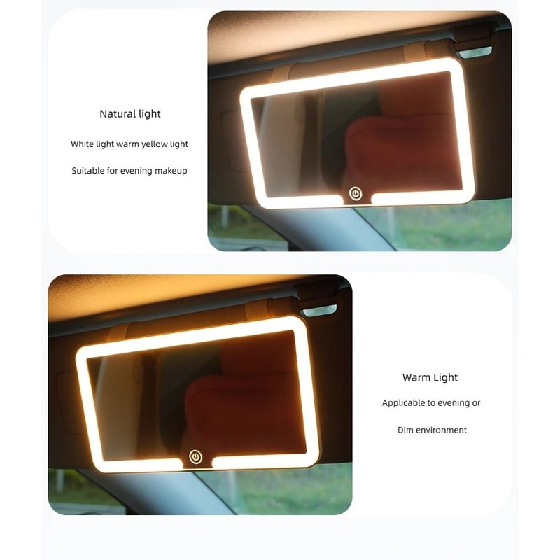 LED Rechargeable Car Sun Visor Makeup Mirror 8