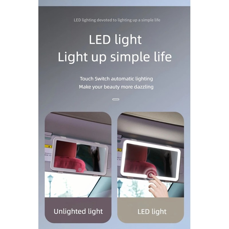 LED Rechargeable Car Sun Visor Makeup Mirror 9