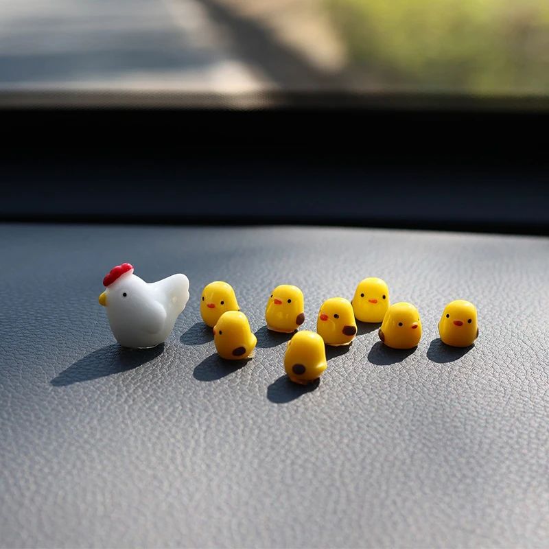Cute Mini Chicken Car Dashboard Ornament Set 6Pcs 3