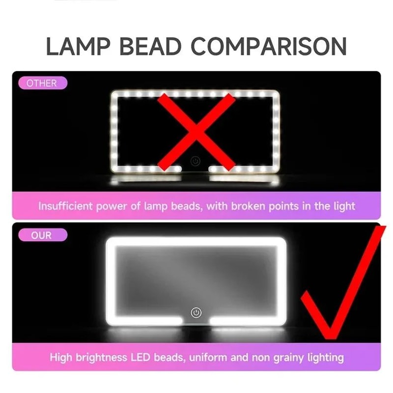 Rechargeable LED Car Sun Visor Makeup Mirror 6