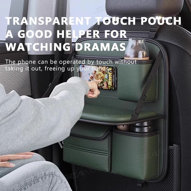 SEAMETAL Car Seat Back Organizer With Foldable Tray 3
