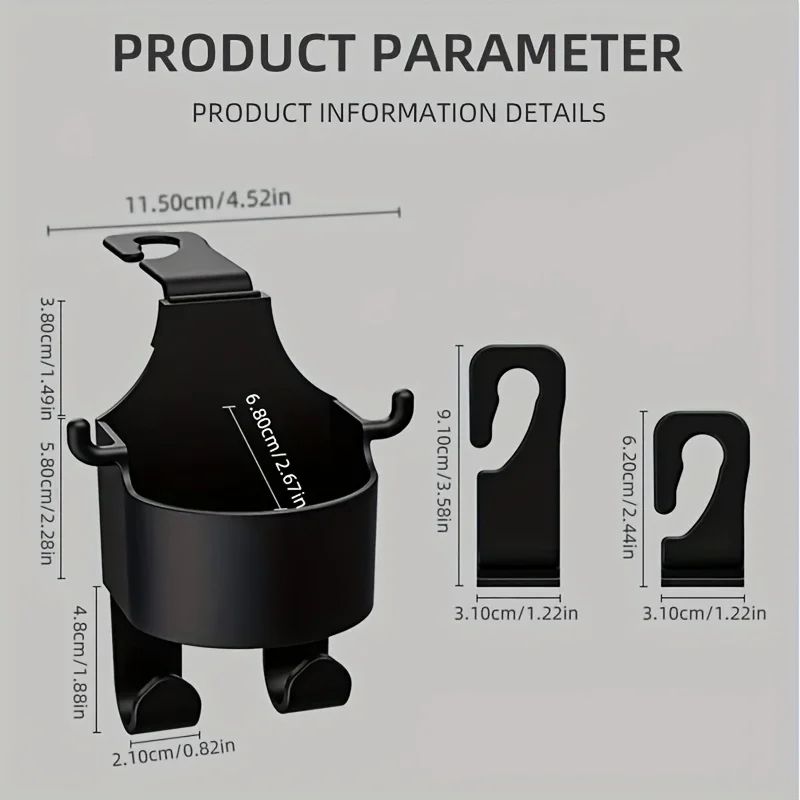 Universal Car Headrest Hook With Cup Holder Organizer 4