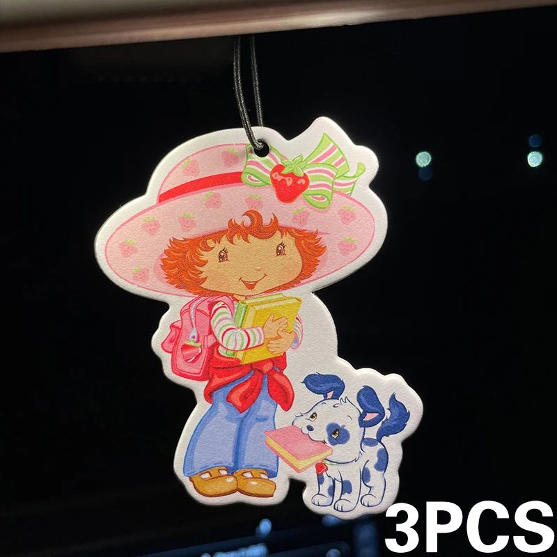 Strawberry Girl Puppy Hanging Car Air Freshener 3