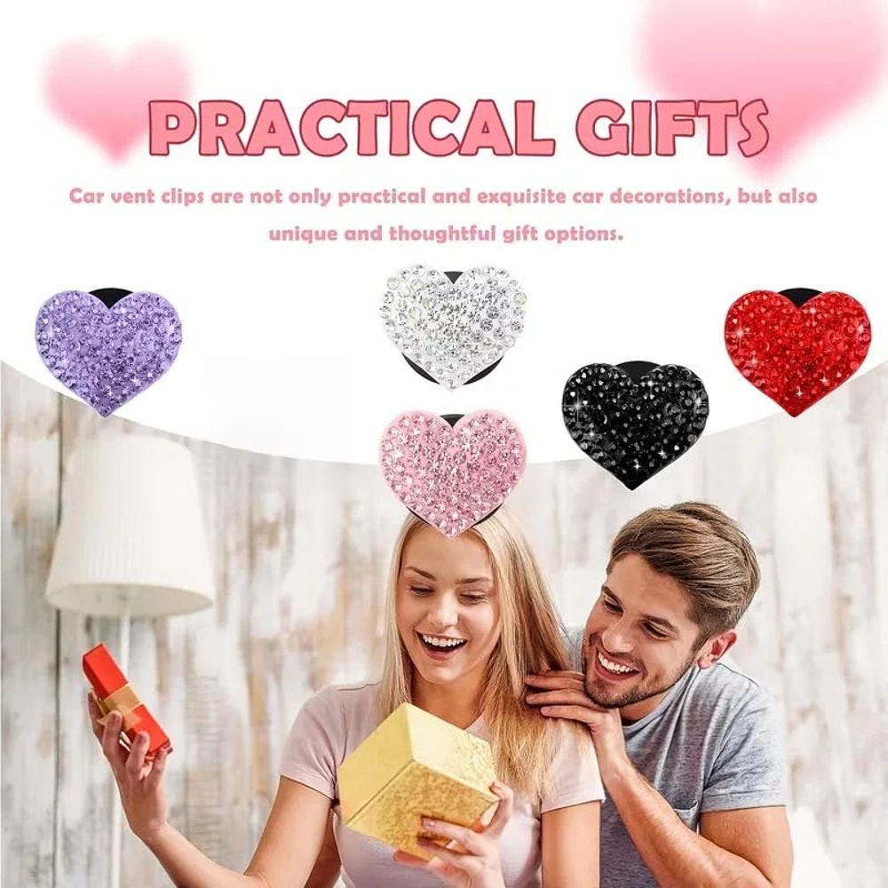 Sparkling Crystal Heart Car Vent Clips 2 Pack 7