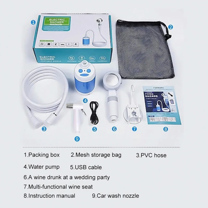 Portable Rechargeable Outdoor Shower Handheld 8