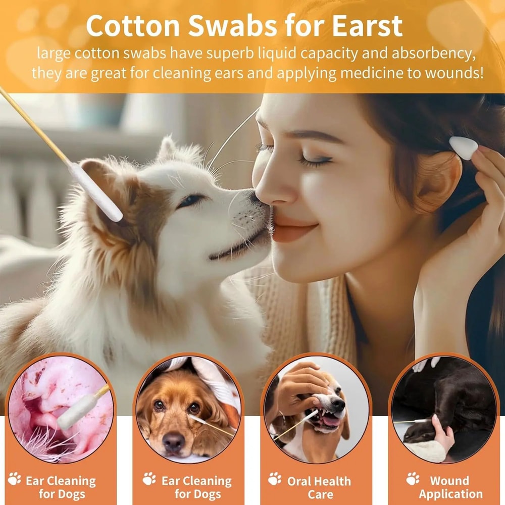 Professional Bamboo Pet Ear Cleaning Cotton Swabs 3
